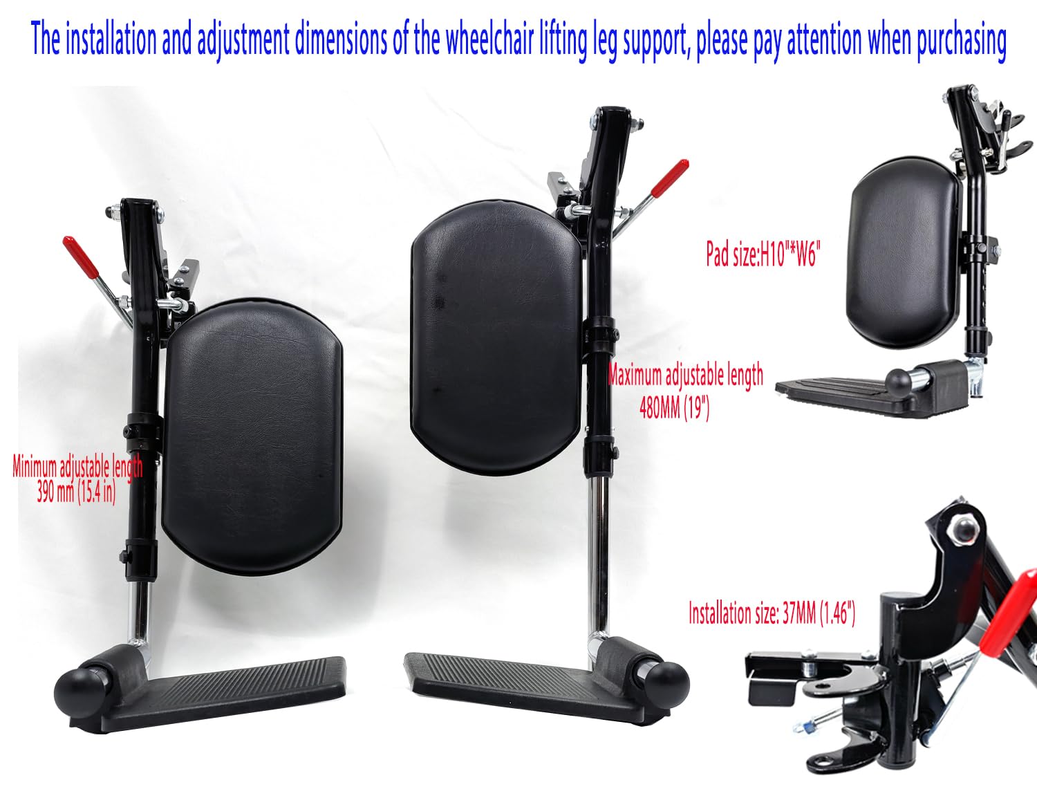 Reposapiés Elevables Para Silla De Ruedas Con Almohadilla Acolchada Para Pantorrillas De Material Compuesto Compatible Con Silla De Ruedas Reclinable Y Estándar Color Negro
