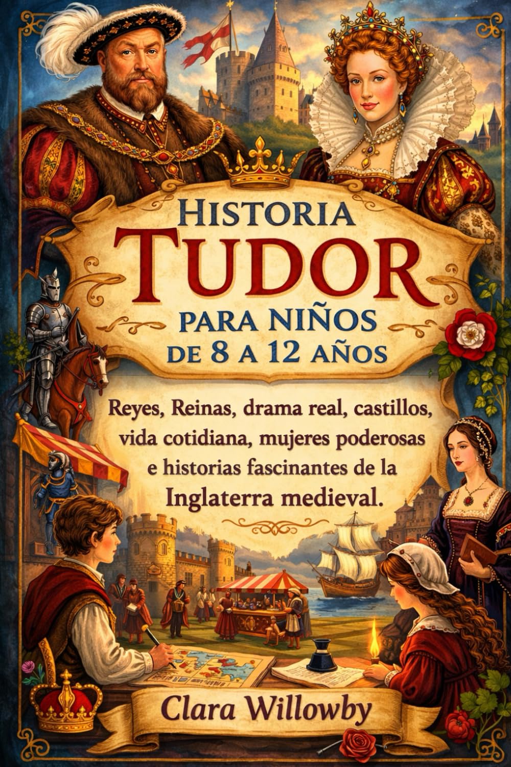 HISTORIA TUDOR PARA NIÑOS DE 8 A 12 AÑOS: ReyesReinas, drama real, castillos, vida cotidiana, mujeres poderosas e historias fascinantes de la Inglaterra medieval.