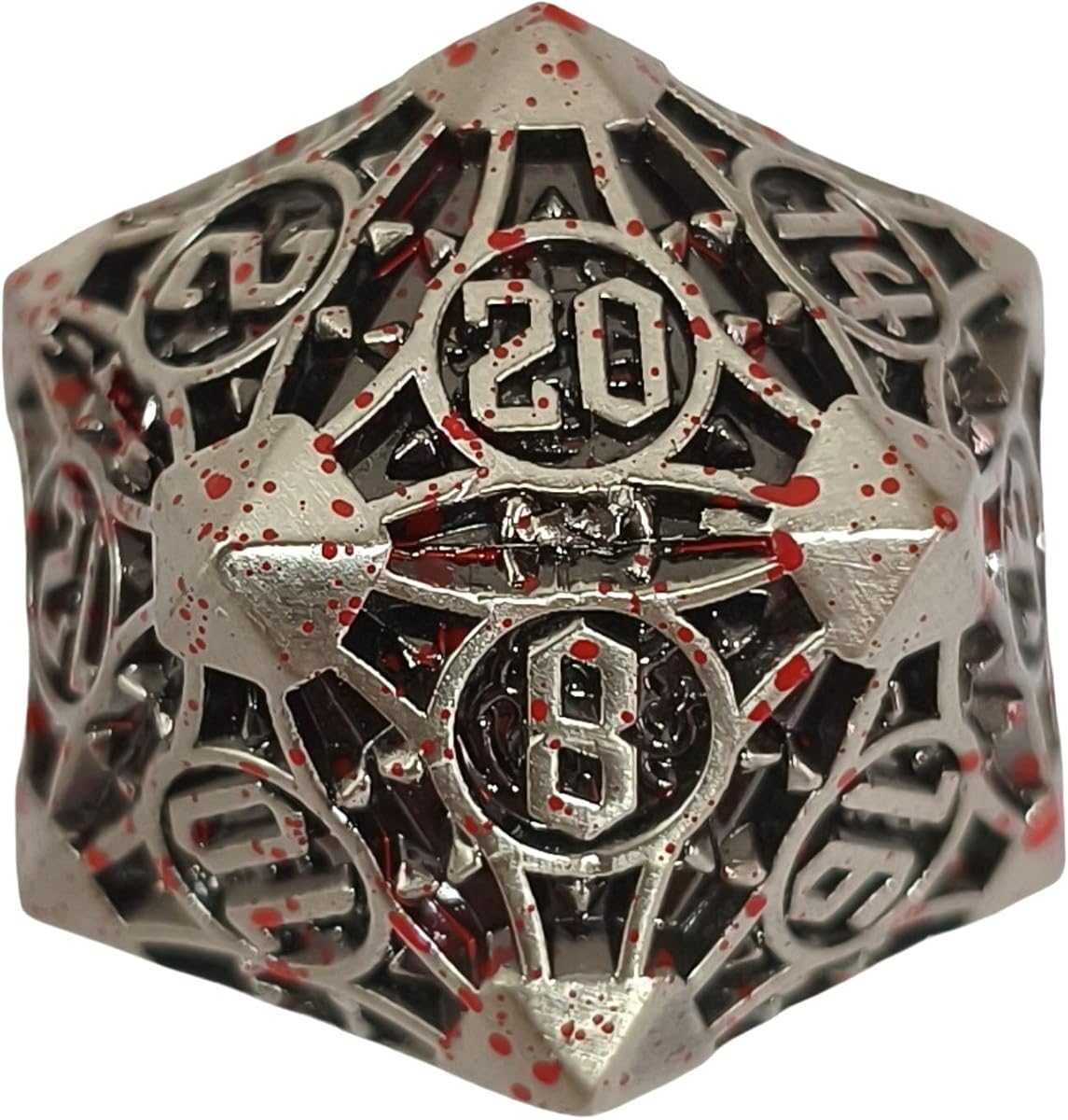 D20 23mm Metal Dice Polyhedral Dice for Dungeons and Dragons, RPG, Polyhedral Roleplaying Games MTG Table Games (Gray + Blood)