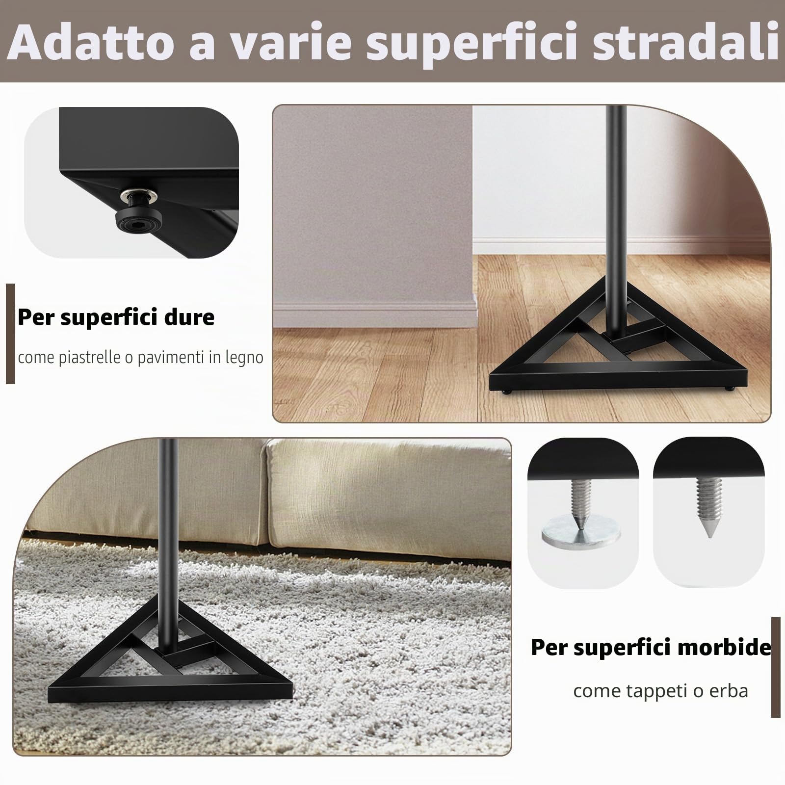 KOMFOTTEU Set di 2 Supporti per Altoparlanti da Pavimento, Regolabile in Altezza da 97 a 157 cm, Stabile con Struttura a 3 Zampe, Vassoio in Metallo fino a 50 kg, Stativi per Casse Audio, Nero