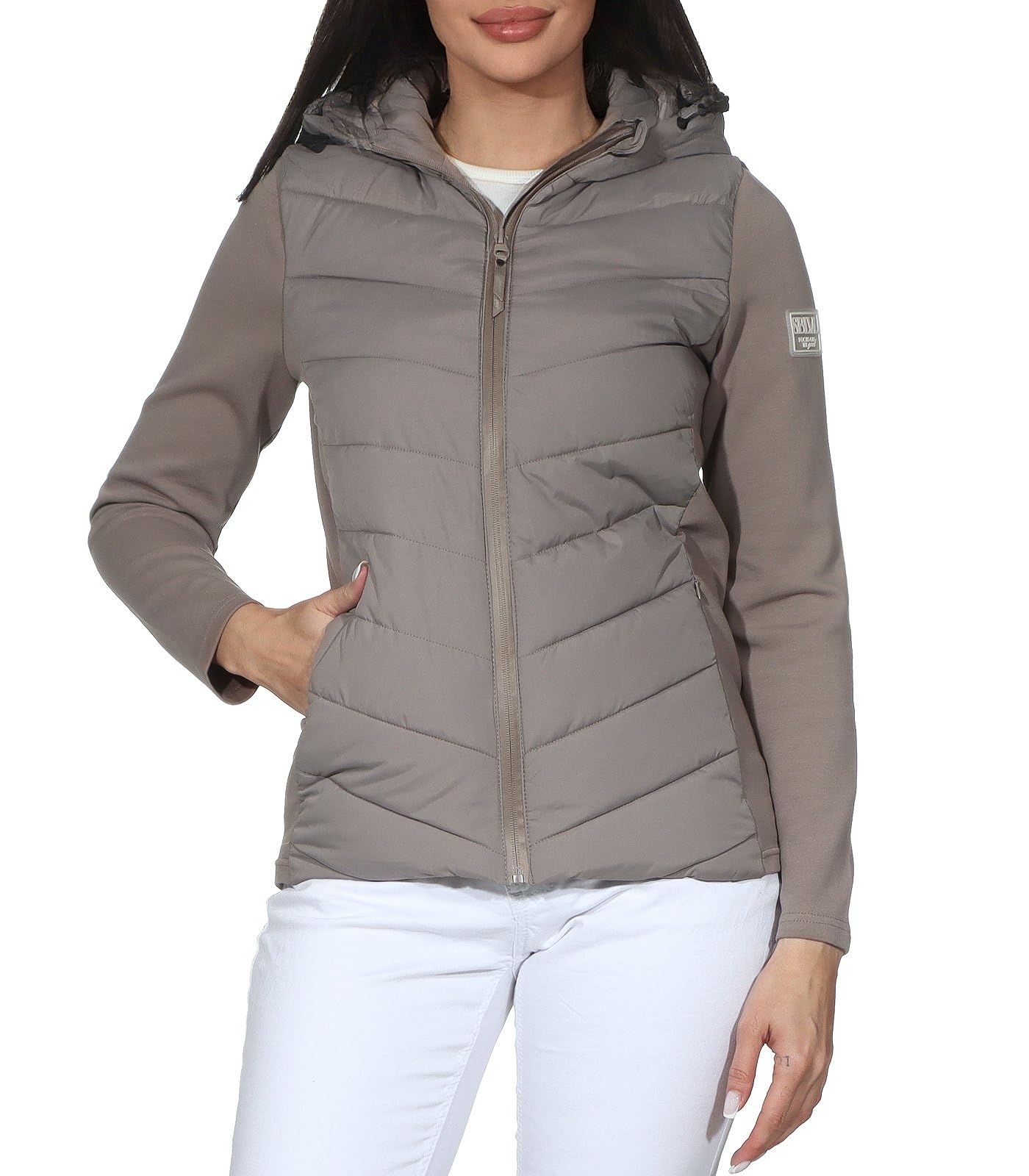 Sublevel Damen leichte Steppjacke mit Kapuze Übergangsjacke sportlich Outdoor und Alltag