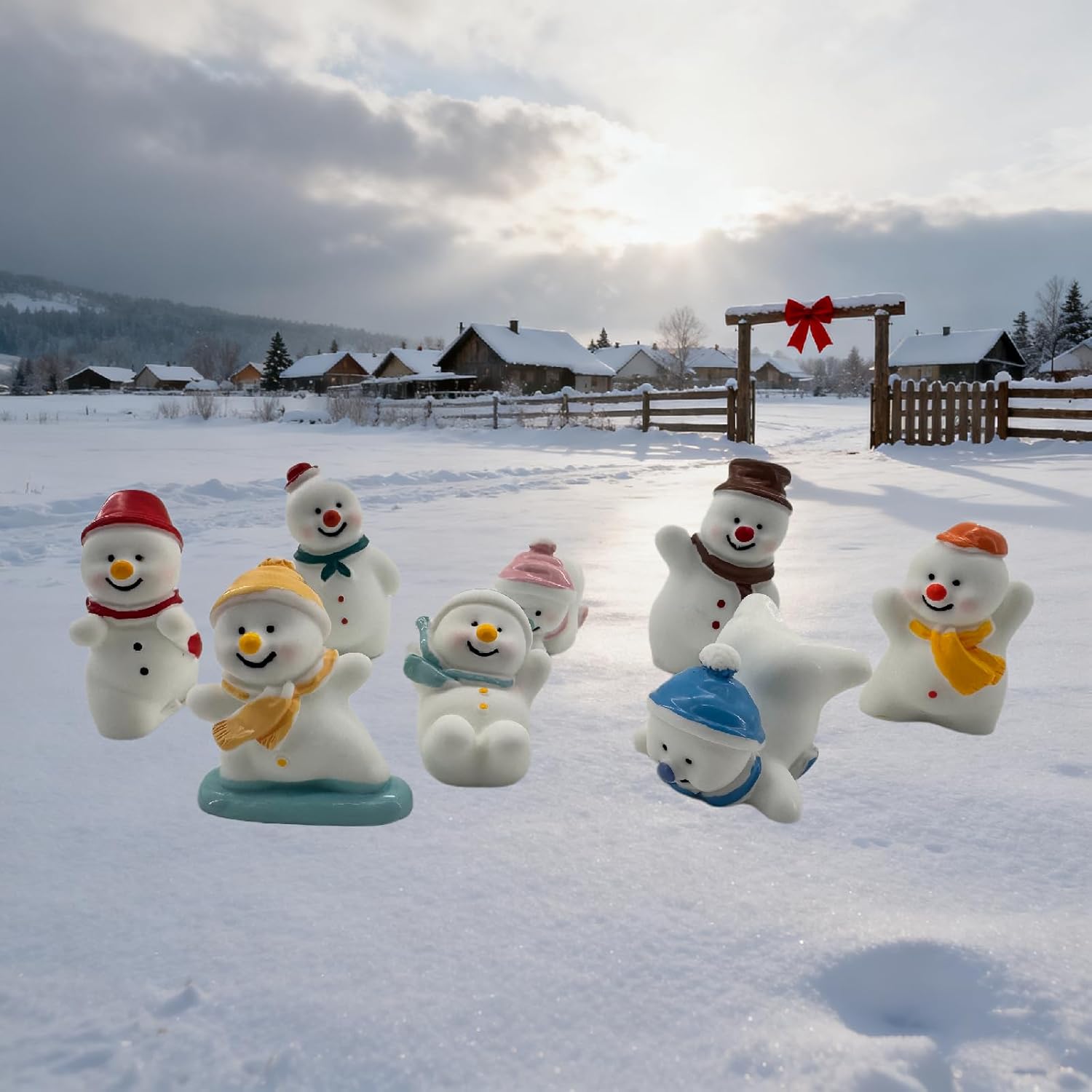 20 Pcs Mini Christmas Snowman Figurines, Winter Miniature Snowmen Ornaments for Christmas DIY Craft Fairy Garden Desktop Decor - Image 3