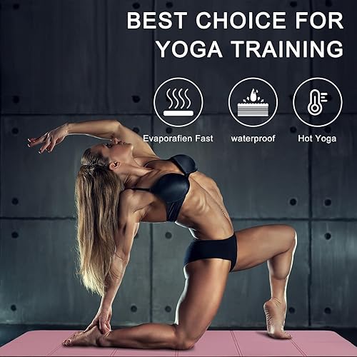 Miniatura 5 de Esterilla de yoga plegable de 72 pulgadas de largo x 32 pulgadas de ancho x 0.32 pulgadas, extra gruesa y ancha, alfombrilla de yoga plegable para