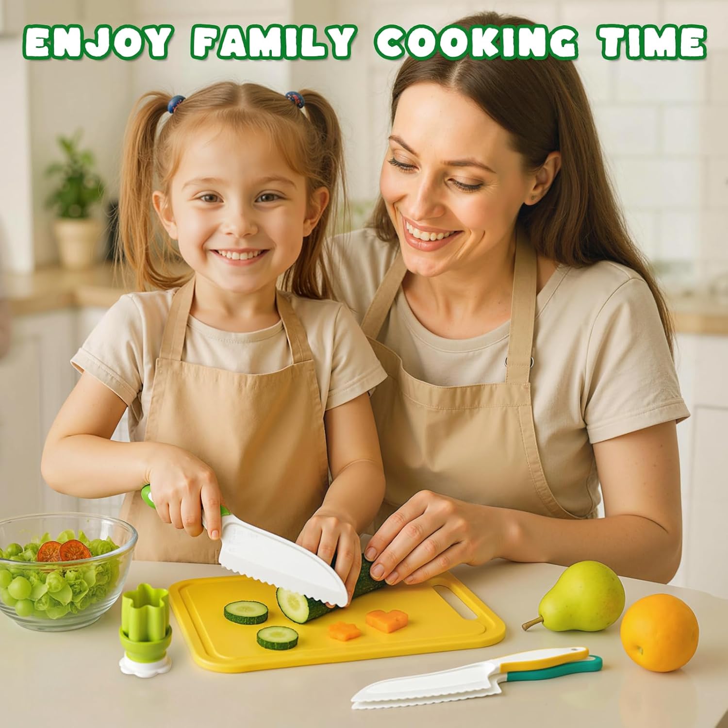 LovesTown 13PCS Kids Cooking Sets Real, Montessori Kitchen Toys for Toddler Kitchen Playset with Safe Knives Crinkle Cutter Gifts for 3-8