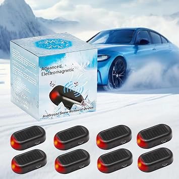 Car Interference Antifreeze Device Electromagnetic Snow Melter, Universal Solar Car Windshield De-Icer Wave Car Snow Removal, Reusable Defroster Anti-Frost Tool for All Vehicle Safety Black, 8Pack