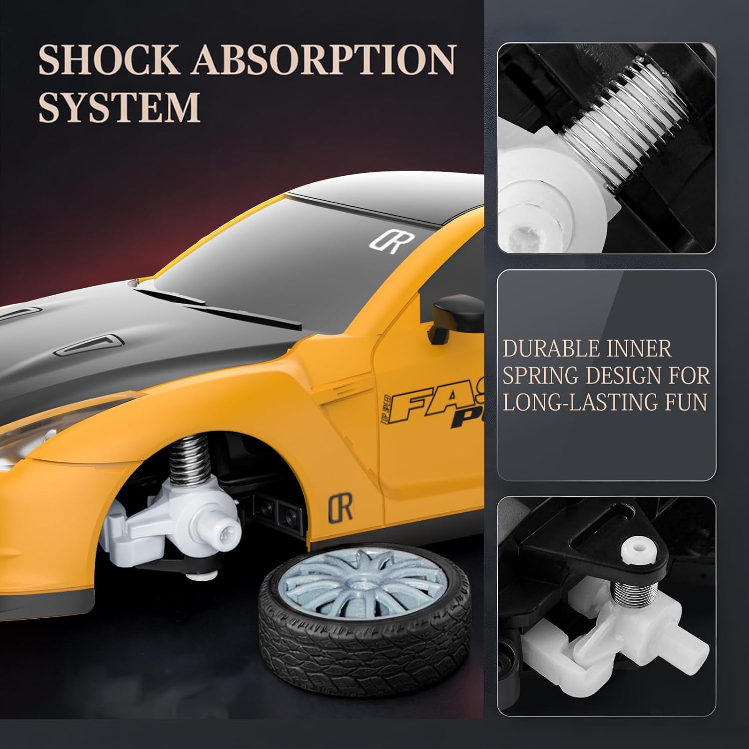Remote Control Car RC Drift Car 2.4GHz 1:24 Scale 4WD 20KM/H High Speed Model Vehicle with LED Lights Drifting Tire Racing Sport Toy Car for Adults Boys Girls Kids Gift 2Pcs Rechargeable Batteries