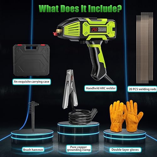 Miniatura 3 de Soldador de mano, 110 V 20-250 A Soldador portátil con interruptor giratorio y pistola de soldadura de pantalla digital, 20 varillas de 116-18