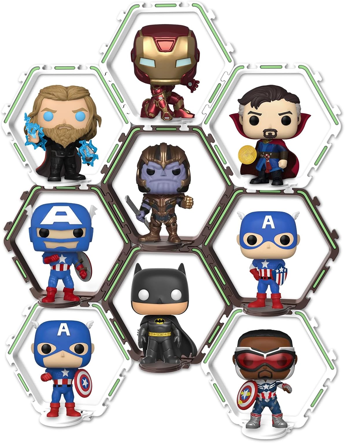 YODAR 9 PCS Riser Display Shelf for Funko POP Figures, Floating Shelves Display Ledge for Organizer and Decoration, Collectibles Display Stands Showcase, Glowing at night