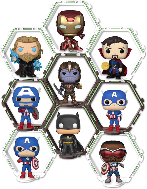 9 PCS Riser Display Shelf for Funko POP Figures Collectibles, Floating Shelves Display Ledge for Organizer and Decoration, Display Stands Showcase, Glowing at night
