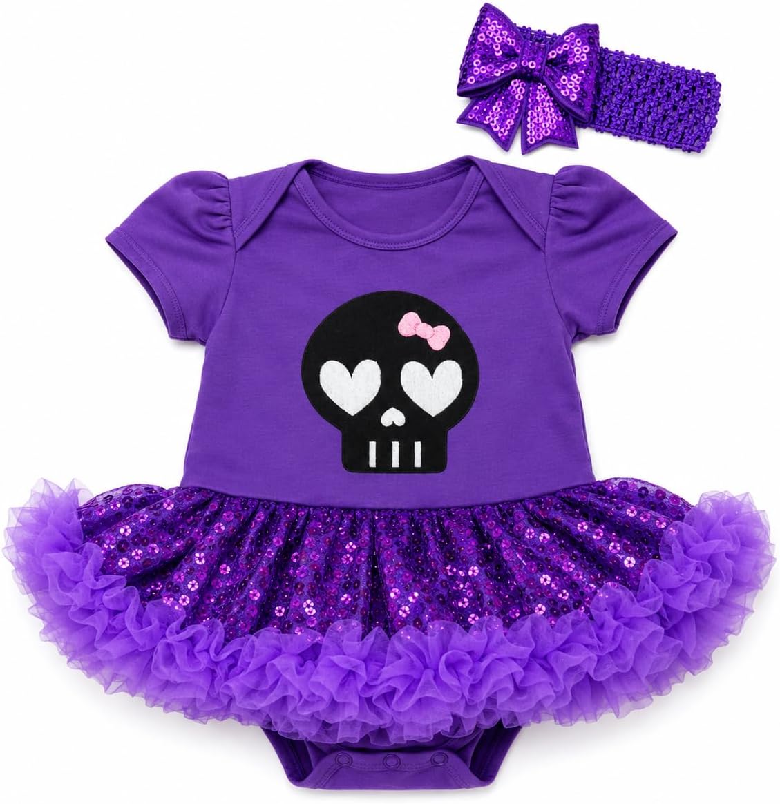 Petitebella Black Skull Face Bodysuit Tutu Baby Dress Nb-18m