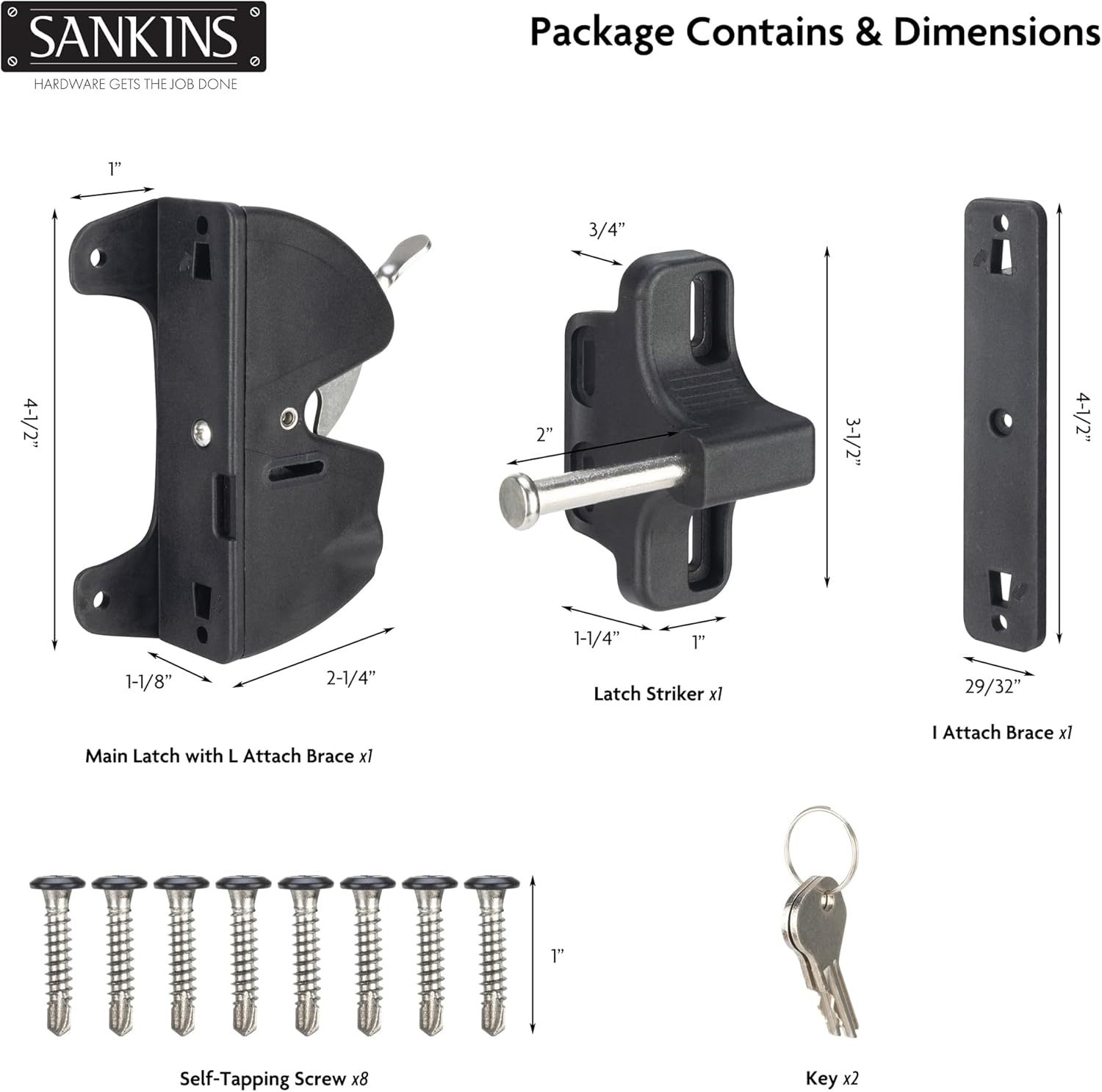 Key Lockable Double Sided Gate Latch, Fence Gate Locks for Outdoor Gates, Self Locking Gate Latch Door Latch, Fence Gate Latch Gate Hardware for Wood, Vinyl, Metal Gates, Black