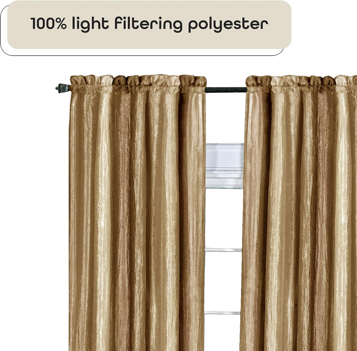 ACHIM Ombre Panel Light Filtering Semi-Sheer Window Curtain - 84 Inch Length, 50 Inch Width - Sandstone- Light Filtering Soft Polyester Drapes for Bedroom Living & Dining Room Home Decor