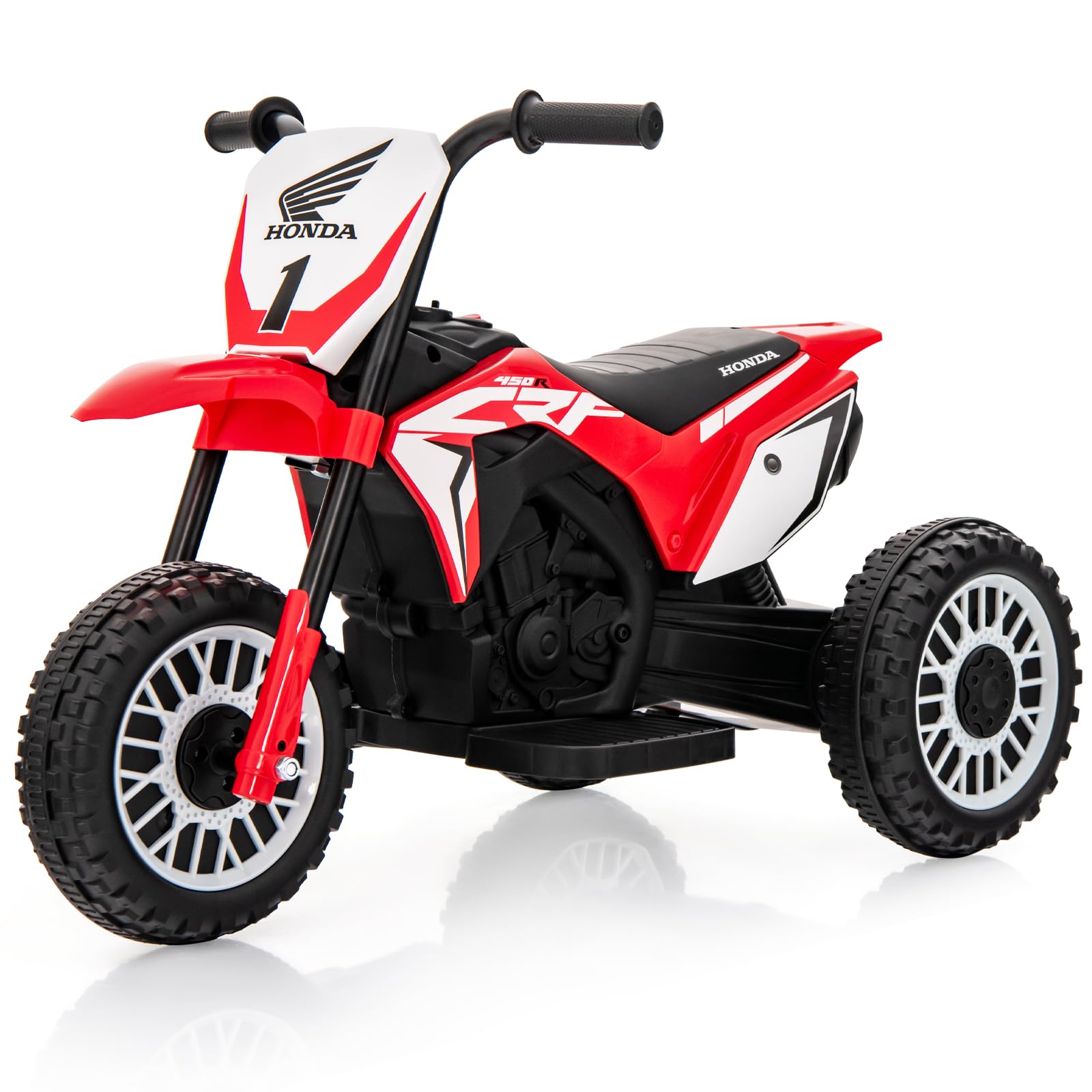 COSTWAY 6V Kids Electric Motorbike, 3 Wheels Ride on Motorcycle with Horn, Honda Licensed Battery Powered Vehicle Toy for Boys Girls 18-36 Months Old (Red)
