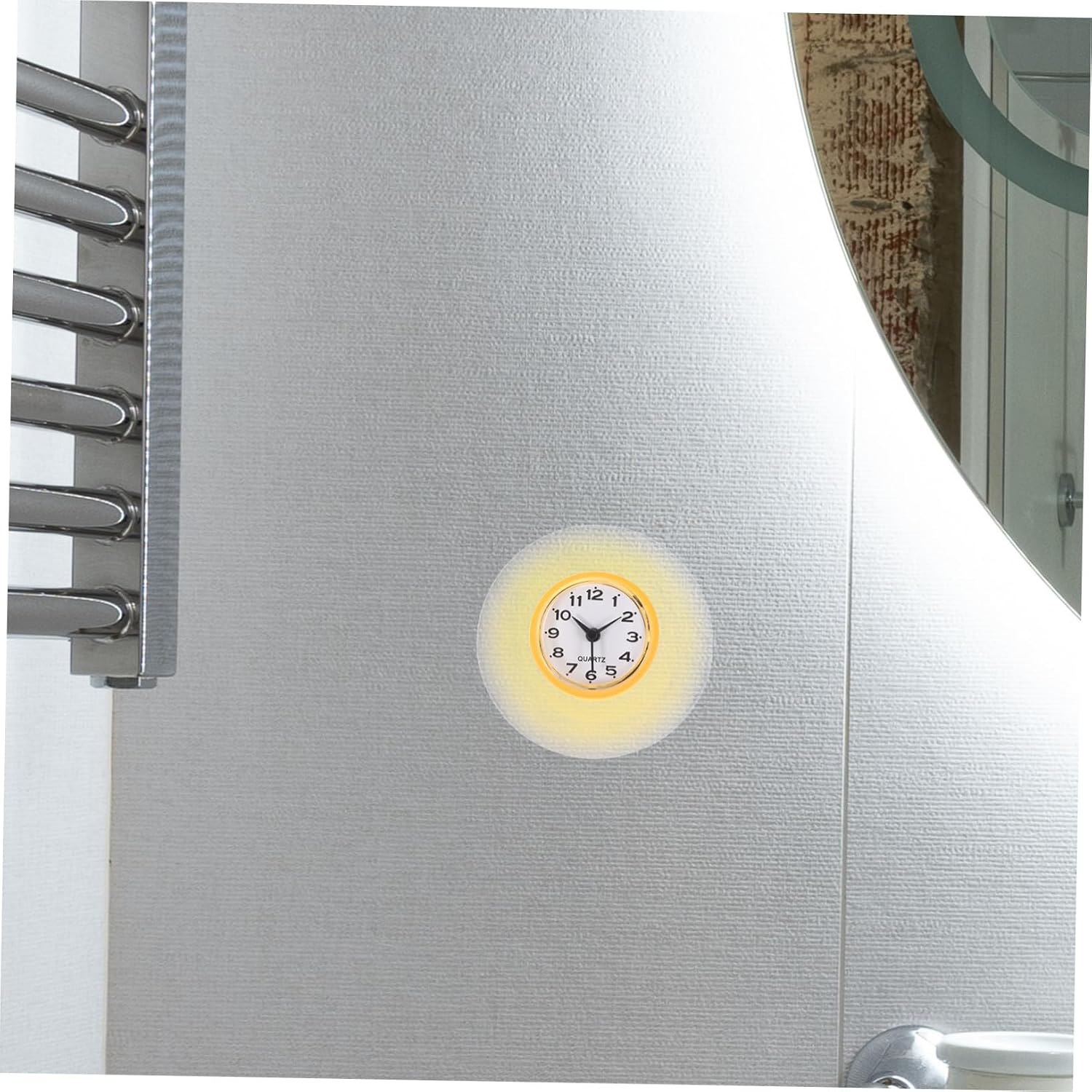 Cabilock Bathroom Clock with Suction Cup Fog-Resistant Wall Clock for Shower and Kitchen Amber Glass Mirror Surface Decorative Timepiece