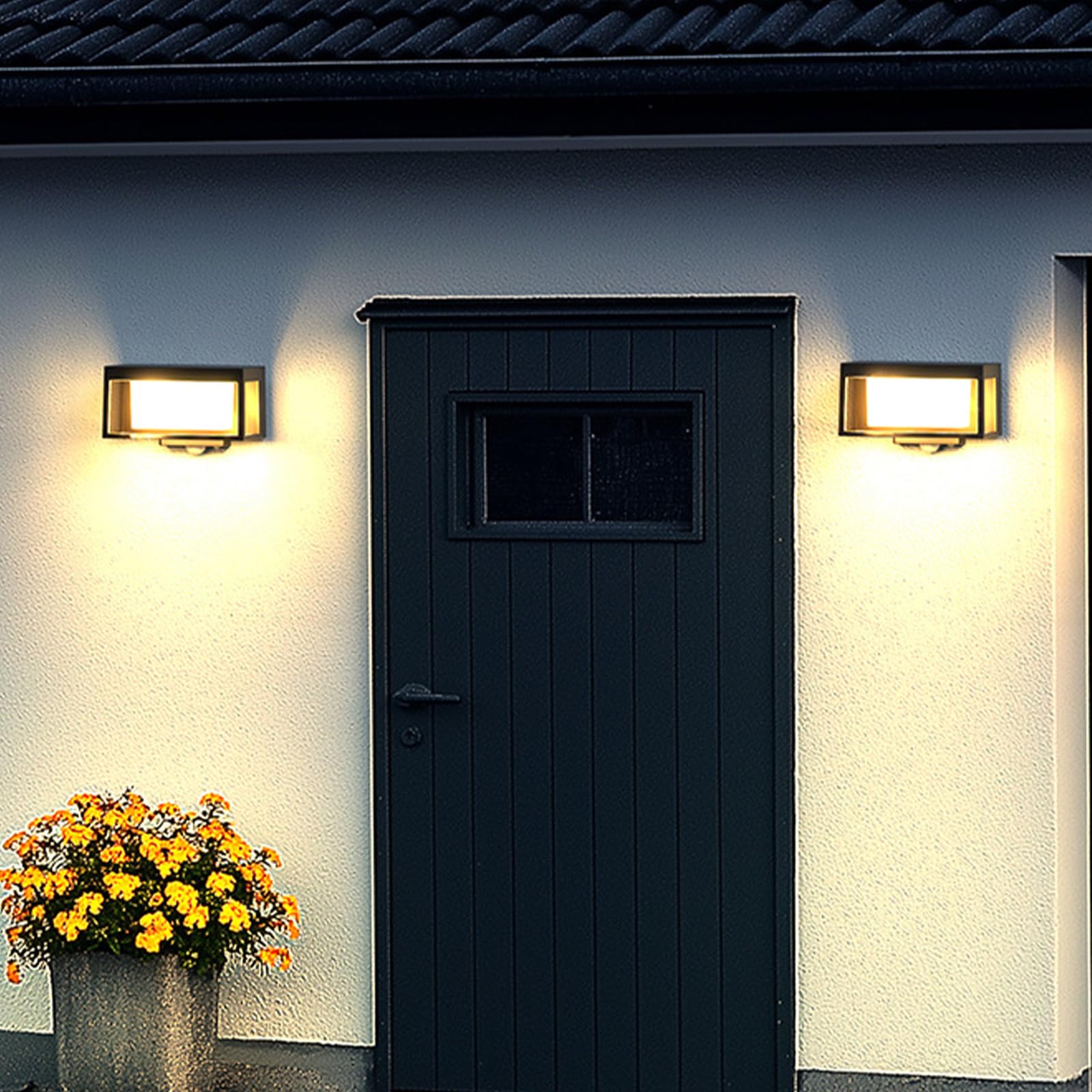 Zewnętrzna lampa solarna LED z czujnikiem ruchu nowoczesna lampa ścienna IP65 Wodoodporna zewnętrzna lampa ścienna na taras ogród w pobliżu patio (białe światło, 2 sztuki)