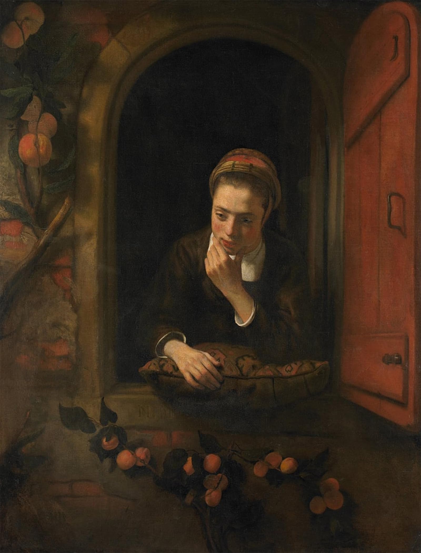 ARTXLXXBN Famous Prints Artwork Pictures Poster Painting Art Girl At the Window Known As Pensive by Nicolaes Maes Artwork Landscape Pictures for Home Decor 60x90cm