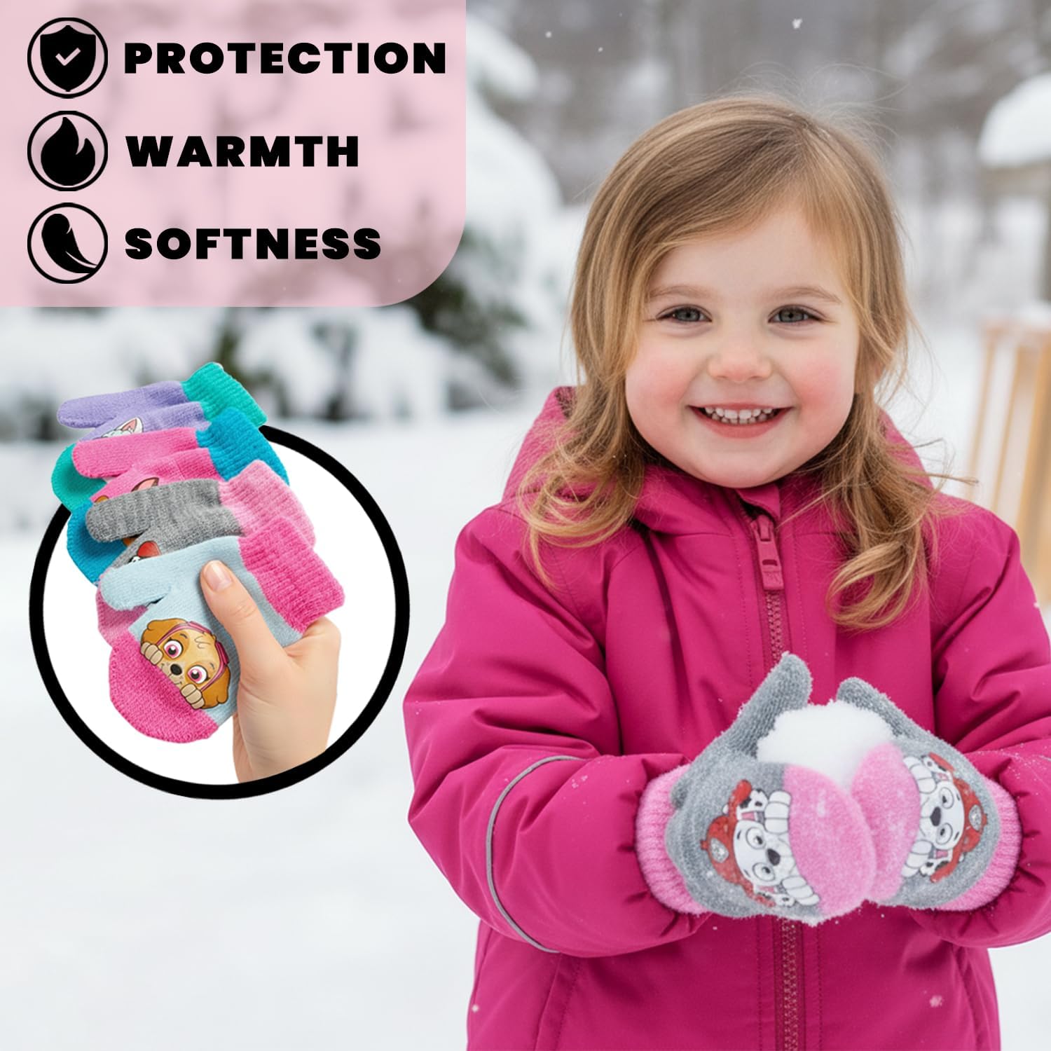 Nickelodeon Girls' Paw Patrol Ski Gloves - Marshall, Chase, Rubble Ski Gloves or Mittens (2-7) - Image 5