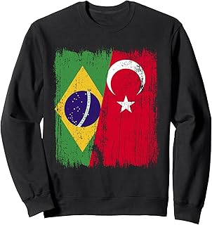 Brazil Turkey Half Flag Turkiye Brazilian Turkish Heritage Sweatshirt