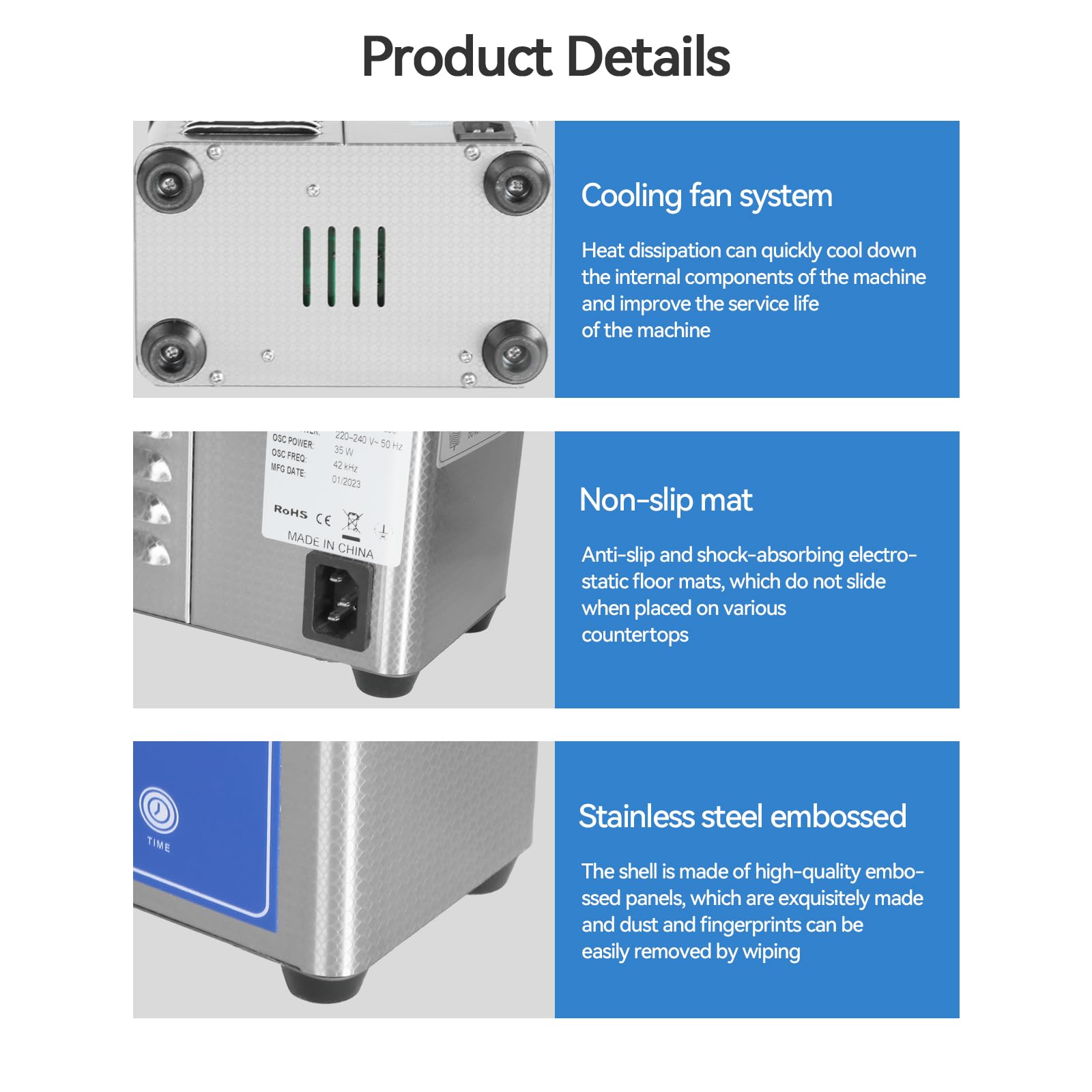 Ultrasonic Cleaner mit Timer, 42KHz Ultraschallreinigungsgerät, 35W Ultraschallreiniger,800ML Edelstahl Reinigungsmaschine für Schmuck, Brillen & Kleinteile