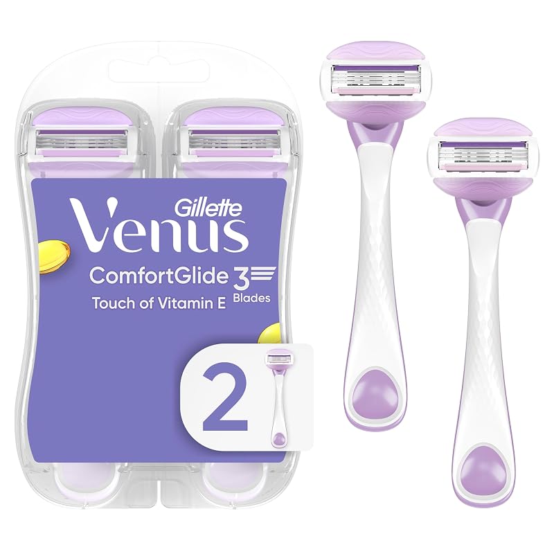 Gillette Venus ComfortGlide com vitamina E, aparelho de barbear descartável, 3 lâminas, pacote com 2