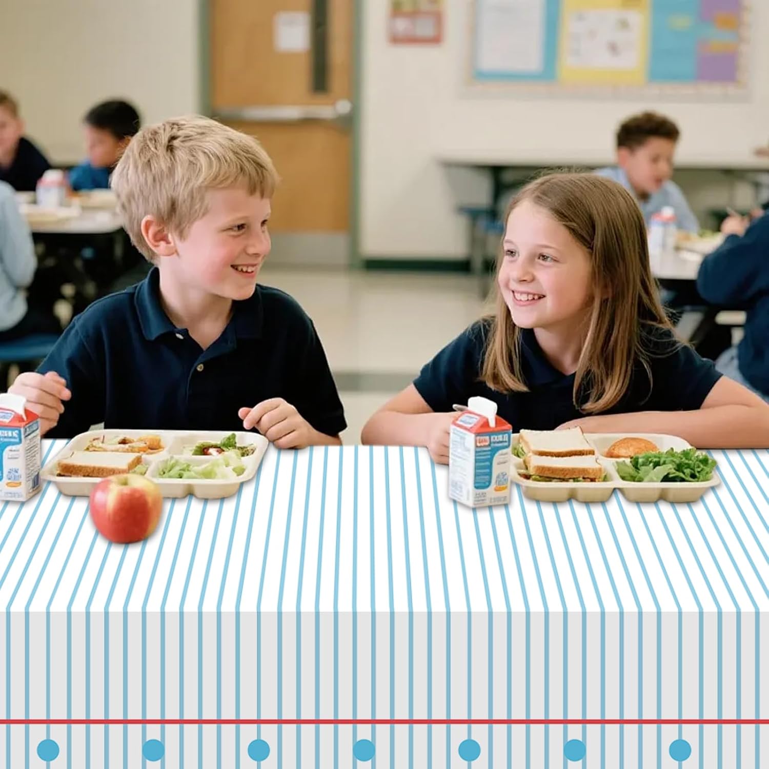 3-Piece 54 x 108 Inch Back to School Plastic Tablecloth – Lined Notebook Disposable Rectangle Table Covers for Classroom Party Decorations, School Events and Back to School Celebrations