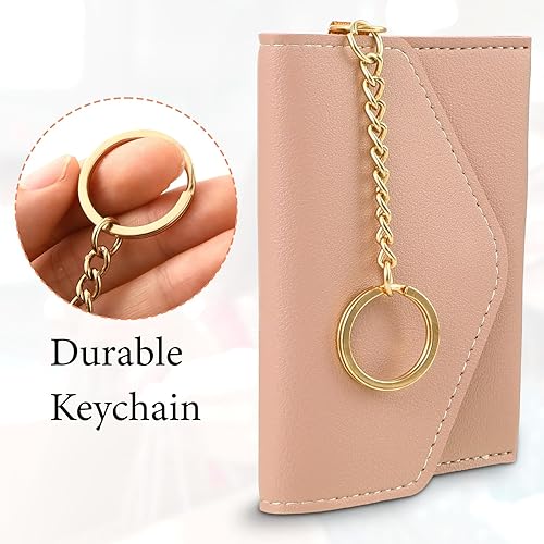Miniatura 7 de Amabro Bolsa pequeña para monedero, bolsa de cuero para tarjetas, cartera para cambios, con llavero, bolsillo, cartera, bolsa de monedas, estuche