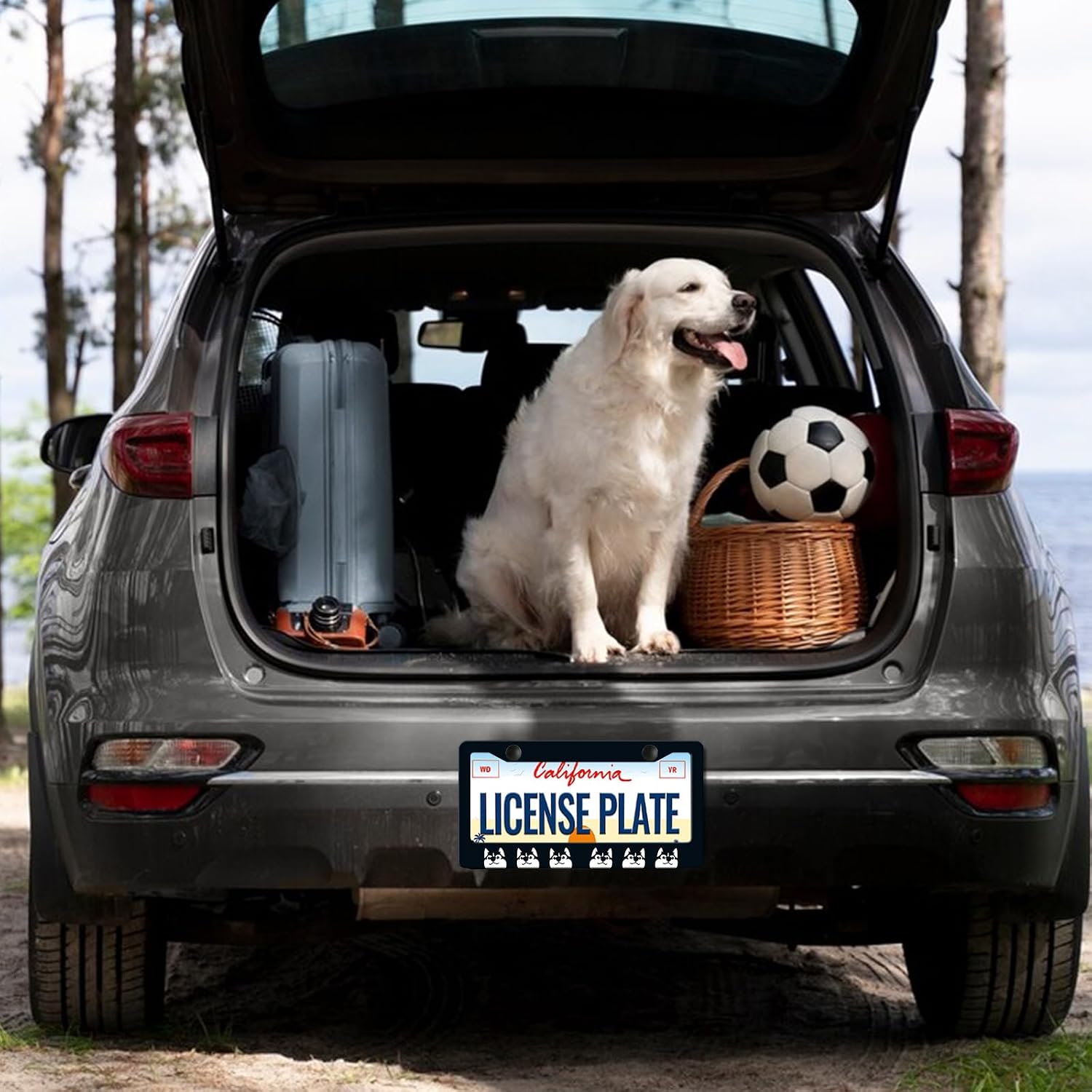 Cute Dogs License Plate Frames - 2 Pack Animal Husky Black Aluminum Metal License Plate Holder Covers,Rust-Proof Waterproof Car Decorative Tag Frames for Standard US 12x6 Inch image 5