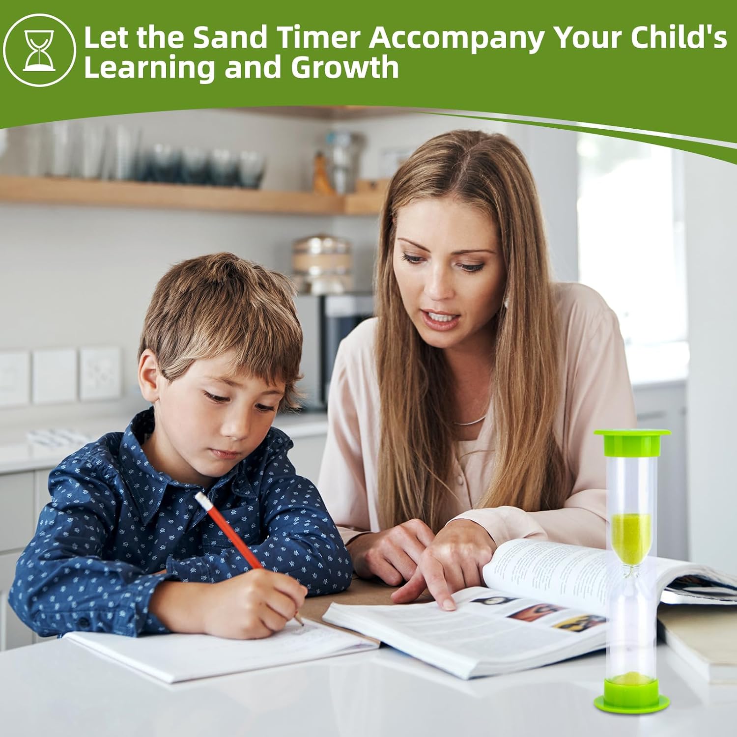 I-MART Pack of 6 Green 5 Minute Sand Timer, Mini Hourglass Sand Timers for Time Management, Games, Cooking, Classroom, Office, Study and Yoga