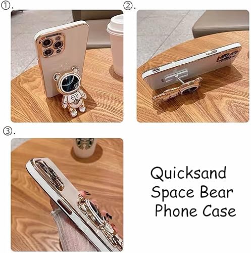 Miniatura 5 de TTVV Miagon Bear - Funda con soporte de astronauta para Samsung Galaxy S21 Plus diseño de arena movediza con purpurina de poliuretano termoplástico