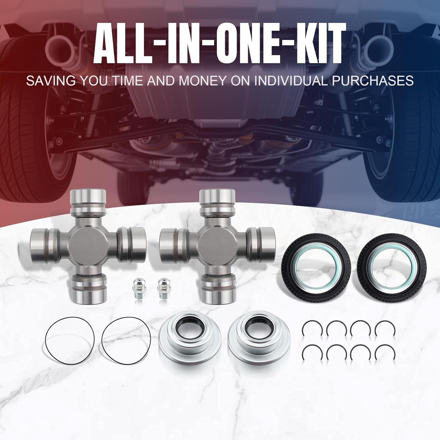 AUTOKAY Front Axle Seal And Greaseable U Joint Kit for Ford F250 F350 Superduty 2005-2014, Replaces 2014835 2017426 54983 25-332X SPL55-3X