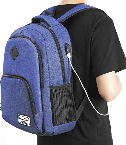 Miniatura 7 de YAMTION Mochila para niños adolescentes, para el colegio y escuela secundaria, con puerto USB, color azul