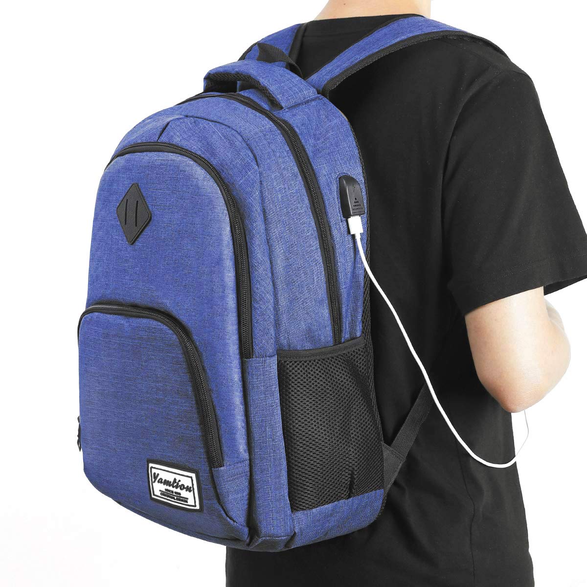 YAMTION Sac a Dos Ado Garçon Homme Cartable Ordinateur Classe Loisir d'affaires College Scolaire Lycée Travail Université Voyage l'école