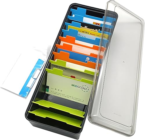 Miniatura 2 de Soporte para tarjetas de visita con 8 divisores para escritorio, organizador de tarjetas de presentación, gran capacidad para aproximadamente 500