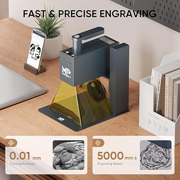 Monport Nano Laser Engraver Portable Handheld 6W Laser Engraving Machine, 0.01mm High Precision 5000mm/s High Speed Laser Marking Machine for Wood, Leather, Cardboard, Kraft, Aluminum, Stainless Steel