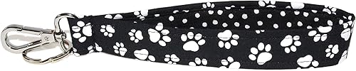 Miniatura 2 de Llavero con estampado de huellas de patas, llavero de muñeca, blanco y negro, huellas de patas de gato o perro, 1 lazo de 6 pulgadas, correa