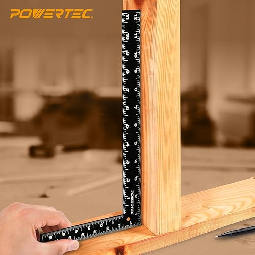 Vista 31 de POWERTEC L Square 3 piezas, prueba cuadrada, herramientas de medición de 90 grados con niveles de burbujas, cuadrado de maquinista para valla
