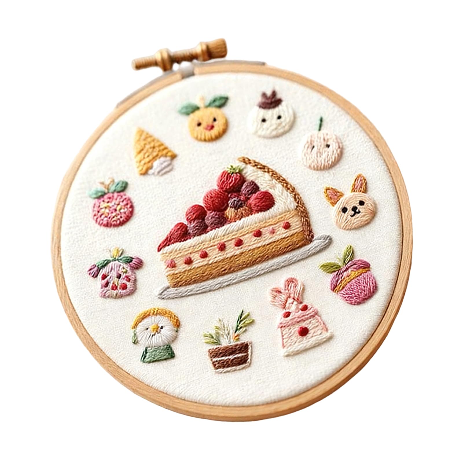 Shurhome Cake Embroidery Set with Stitching Hoop Instruction Beginner Stitching Craft with Thread and Needle Beginner