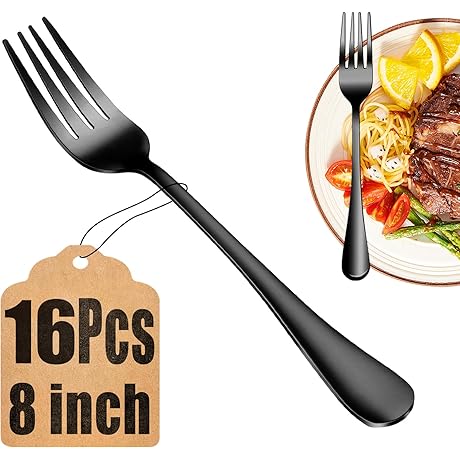 16 Piece Black Forks for Every Occasion