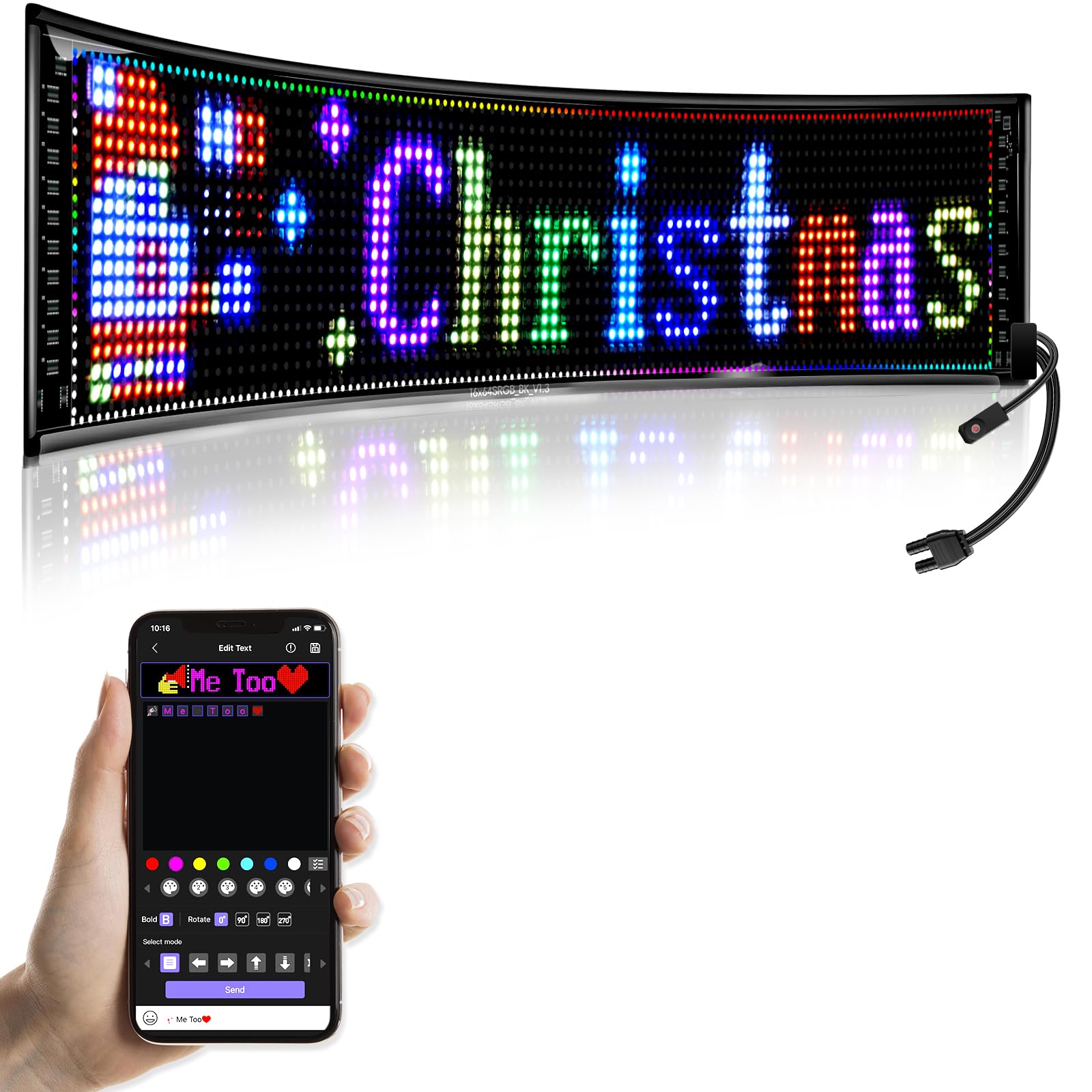 LED Sign,Programmable LED Sign,Flexible Scrolling LED Message Display,Bluetooth APP,DIY Design Colours,Text, (36"x 8")