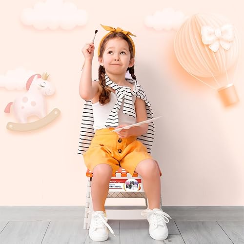 Miniatura 40 de Taburete plegable resistente de alta calidad de 13 pulgadas de altura para adultos, taburete de cocina, jardín, baño, color blanco Blanco,Bicolor