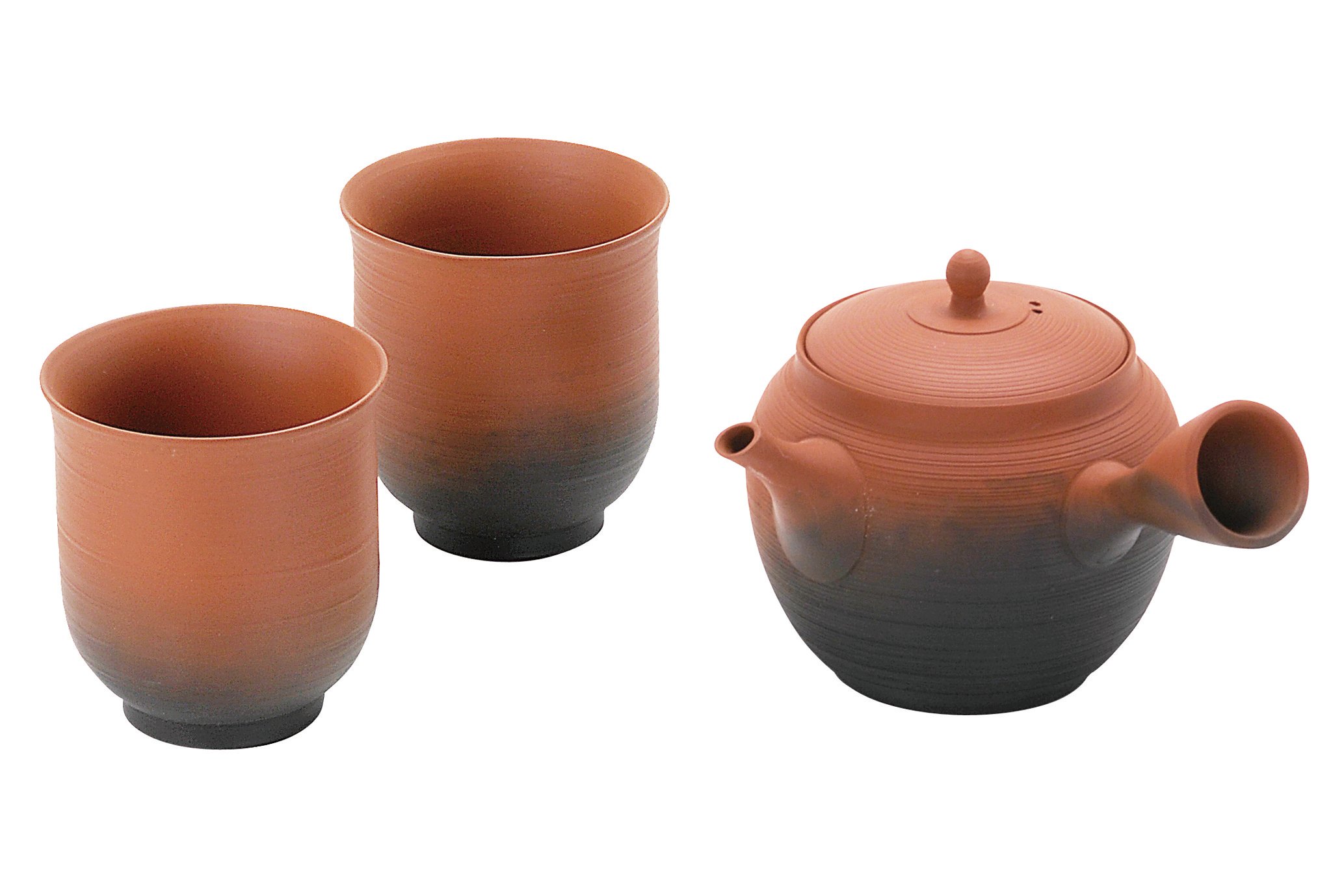 Amazon.co.jp: 常滑焼 玉光窯 茶器 セット (化粧箱) 朱黒泥 199501