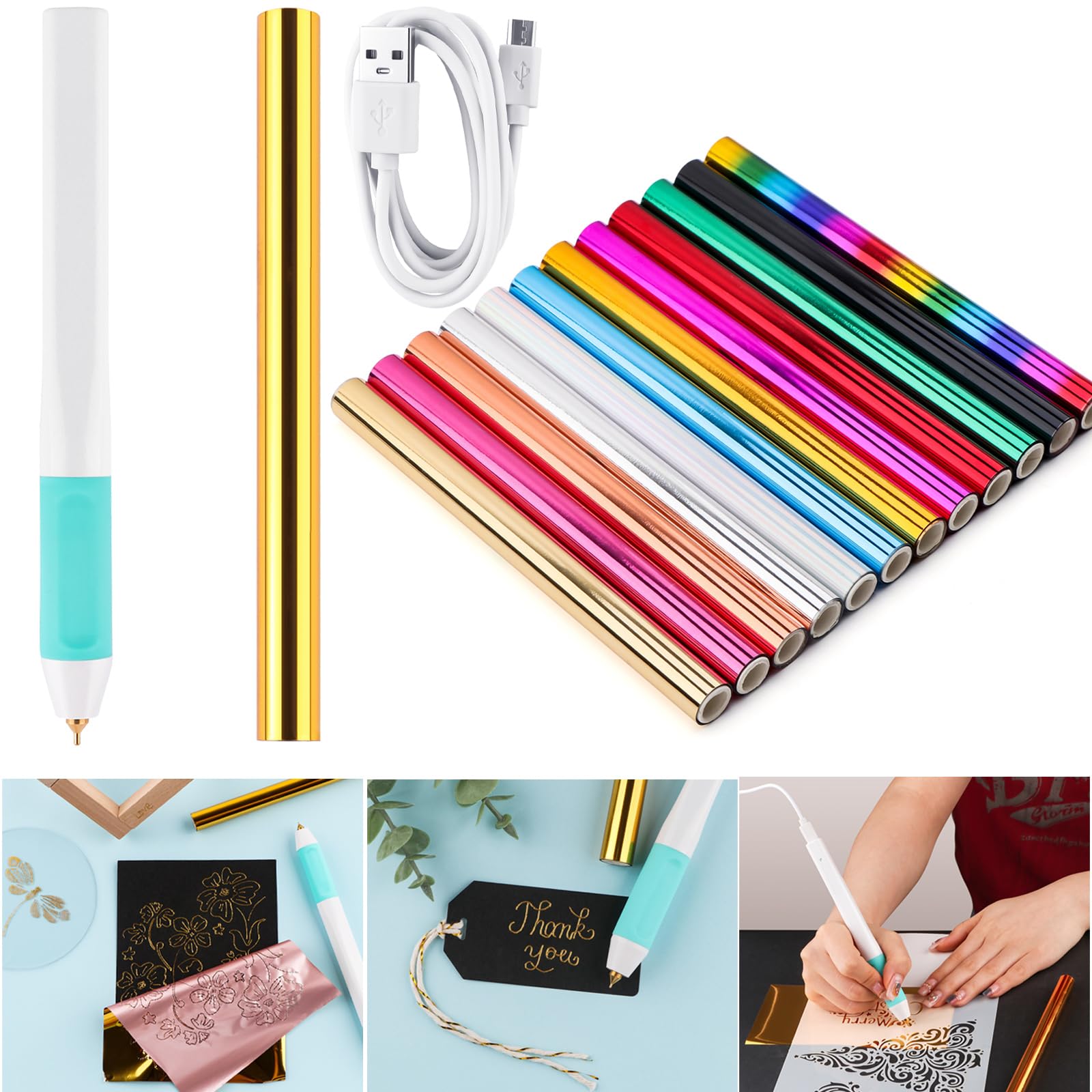 Amazon.com: CYFUN DESIGN Hot Foil Roll & Hot Heated Foil Pens Set