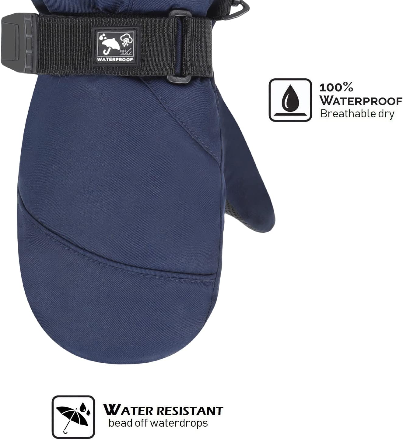 HIGHCAMP Kids Long Cuff Winter Gloves with Stay-on Strap Waterproof Mittens for Toddler Children Snow Ski - Image 4