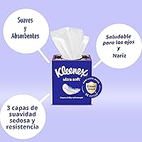 Vista 3 de Kleenex Pañuelos faciales ultra suaves, 18 cajas planas, 120 pañuelos por caja, 3 capas (2,160 en total), el embalaje puede variar