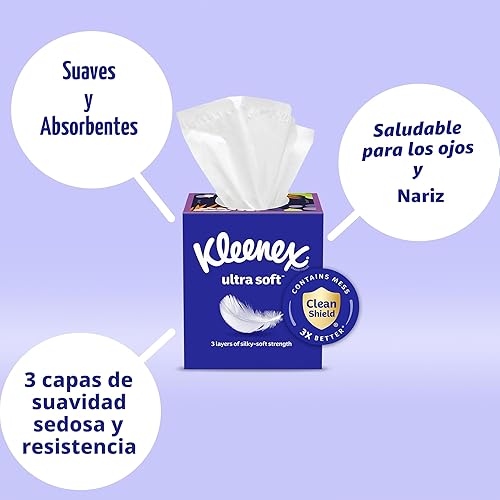 Miniatura 3 de Kleenex Pañuelos faciales ultra suaves, 18 cajas planas, 120 pañuelos por caja, 3 capas (2,160 en total), el embalaje puede variar