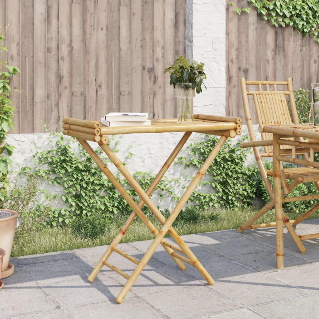 Mangloder Bambus Tabletttisch klappbar 70,5 x 42,5 x 80 cm, faltbar und tragbar, beistelltisch für terrasse, balkontisch, campingtisch, Wohnzimmer, platzsparend für Outdoor