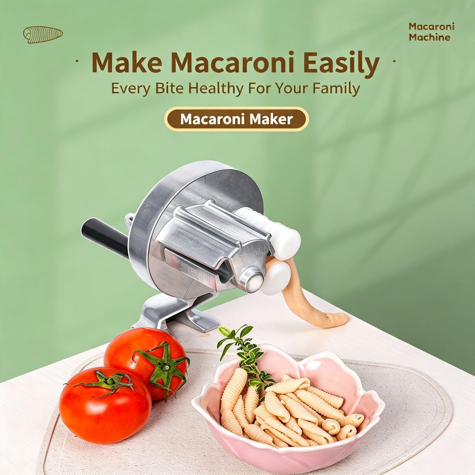 Máquina Manual Para Hacer Pasta, Prensa Para Macarrones Con Manivela Y Mango Desmontable, Abrazadera De Mesa Ajustable, Moldes Dobles Para Pasta Casera, Macarrones Y Fideos
