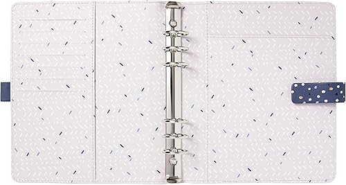 Miniatura 3 de Filofax Organizador índigo, tamaño A5, cubierta con aspecto de piel con detalles de lámina dorada, seis anillos, calendario semanal para ver,