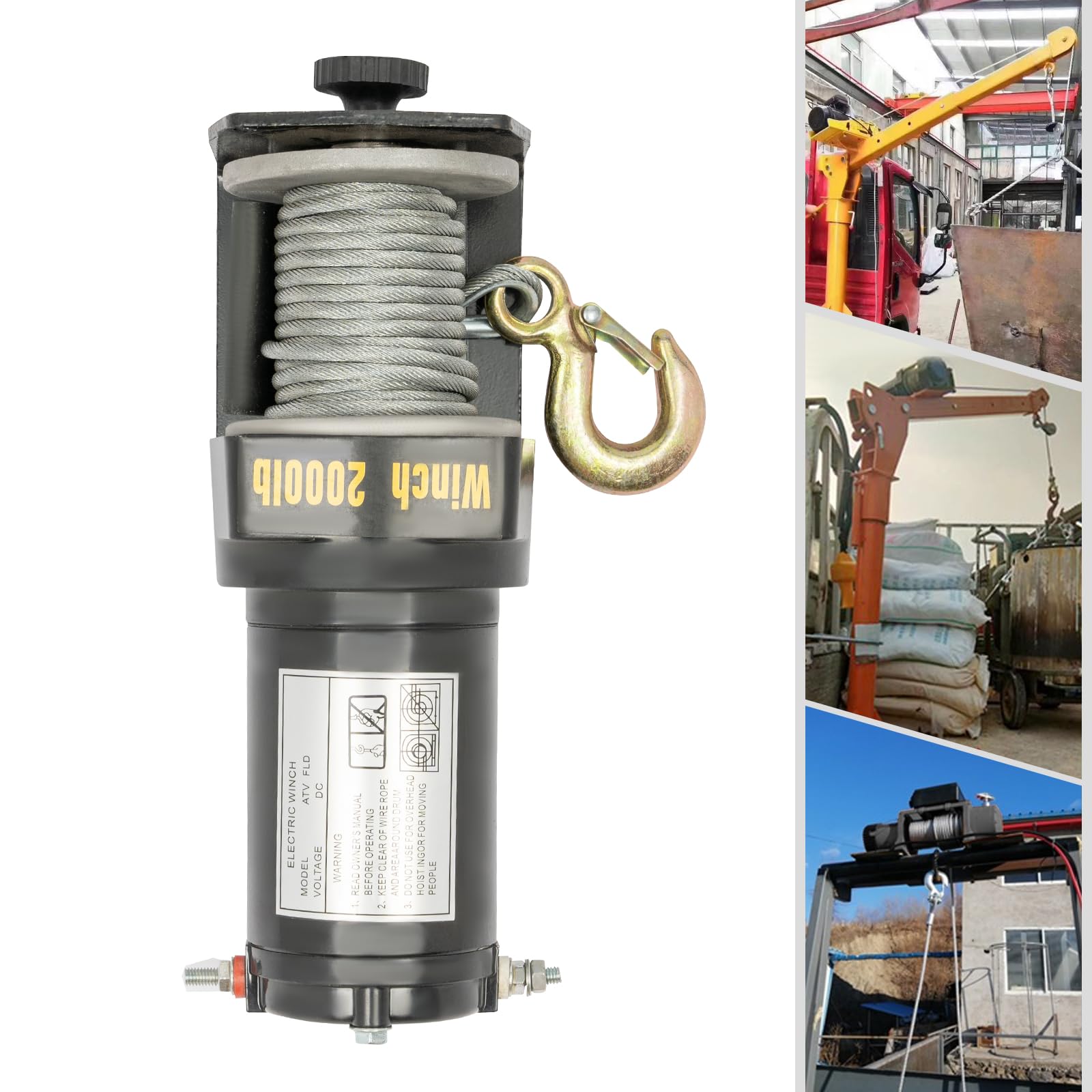 Verricello elettrico, 900 kg/200 kg, con controller per fuoristrada, ATV, dispositivo di sollevamento/trazione, 6 m di lunghezza
