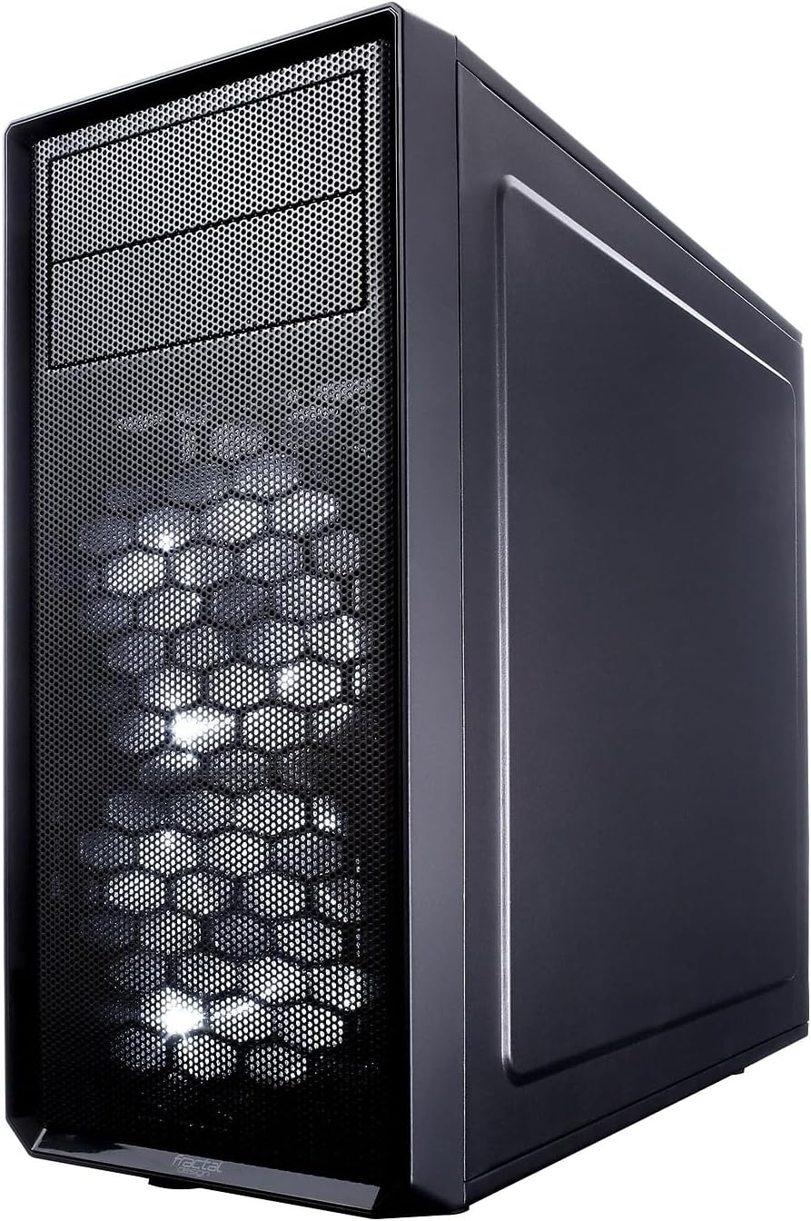 Fractal Design Focus G - Mid Tower Computer Case - ATX - High Airflow - 2X Fractal Design Silent LL Series 120mm White LED Fans Included - USB 3.0 - Window Side Panel - Black
